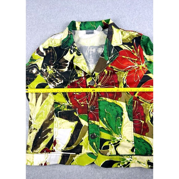 Chicos Art to Wear Floral Blazer Womens 3 Multicolor Button Front Jacket - Picture 6 of 12